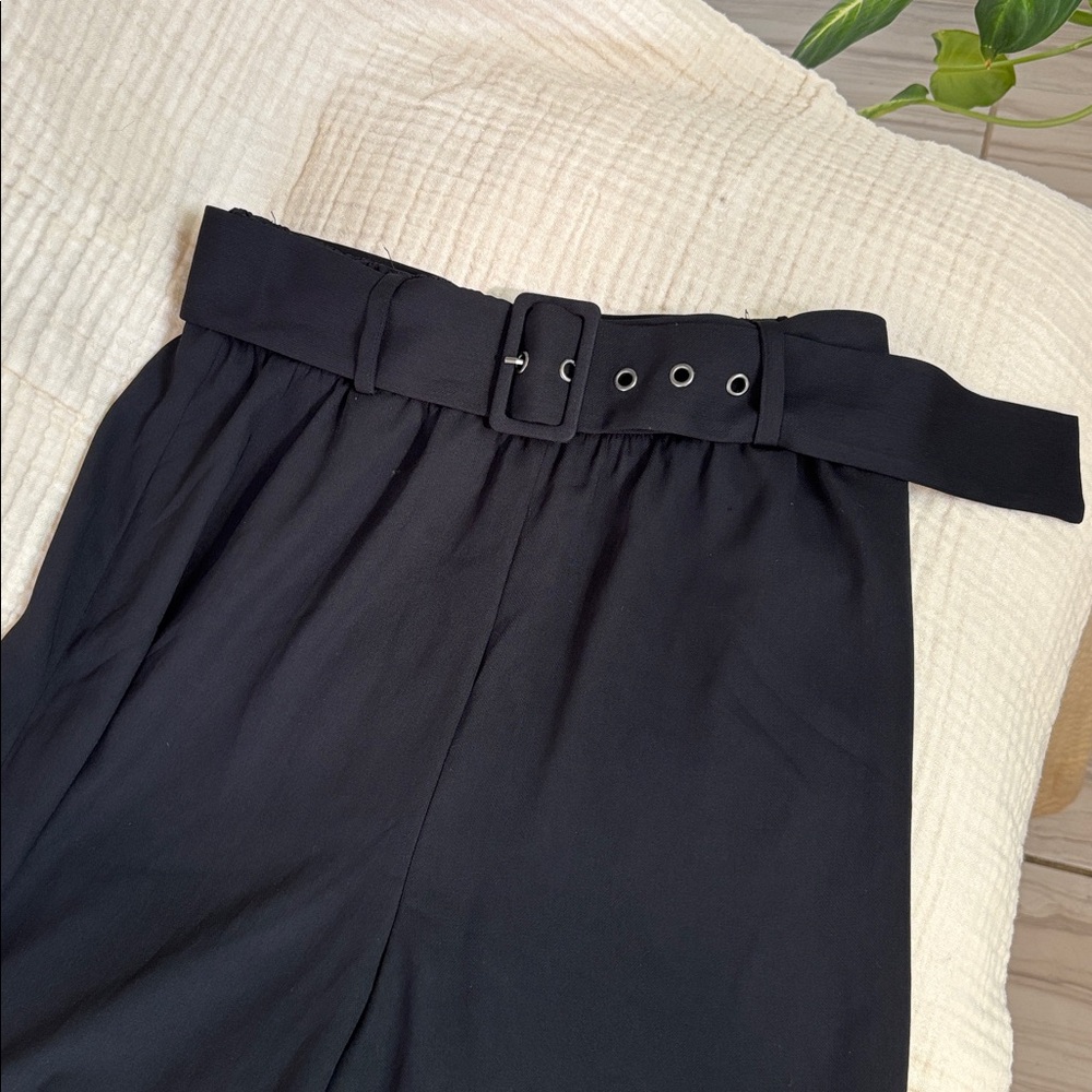 Black Belted High-Waisted Pants